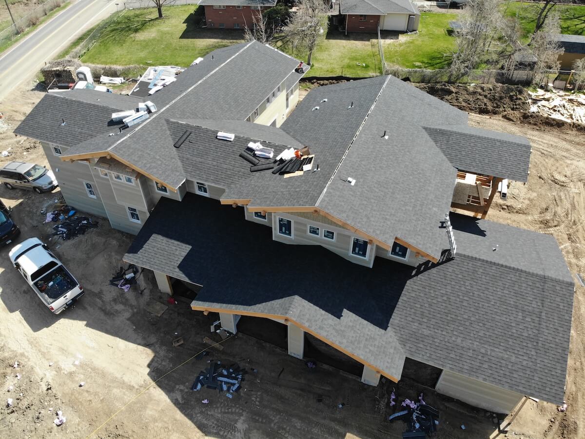 Roof installation on new construction housing
