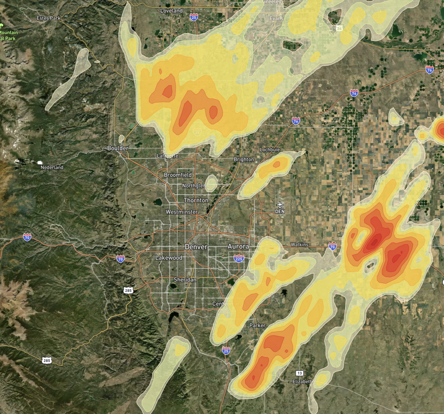 Centennial Colorado Hail Report Map for May 9-10, 2023